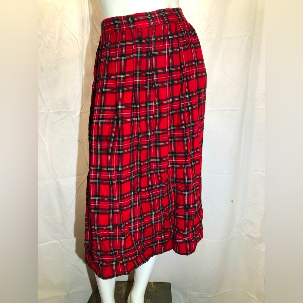 Vintage tartan plaid midi skirt 70s 80s
